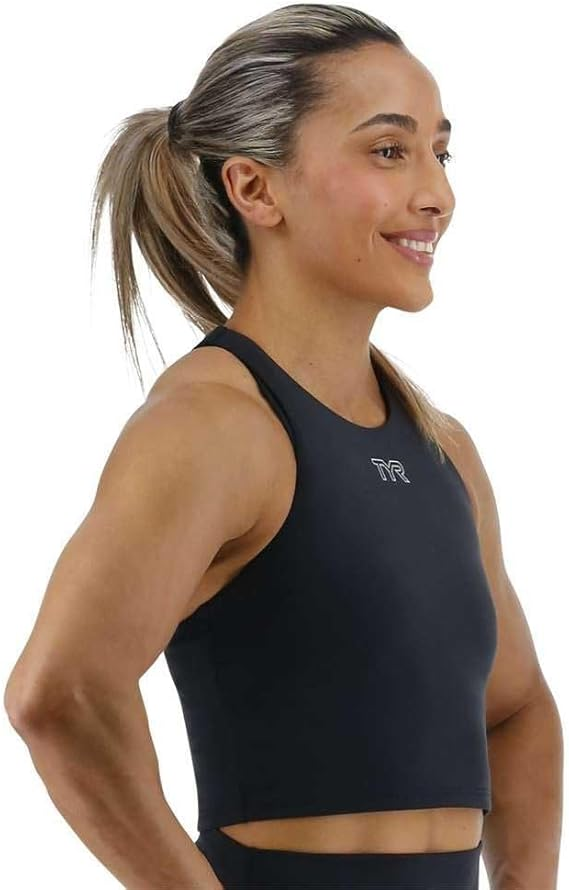 TYR | Cropped High Neck Sports Bra Black