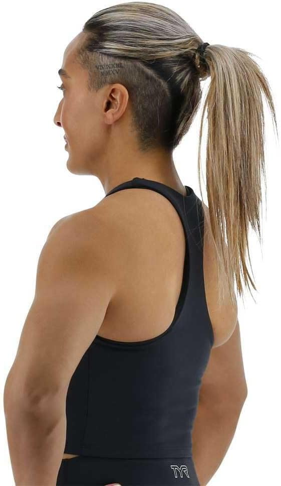 TYR | Cropped High Neck Sports Bra Black