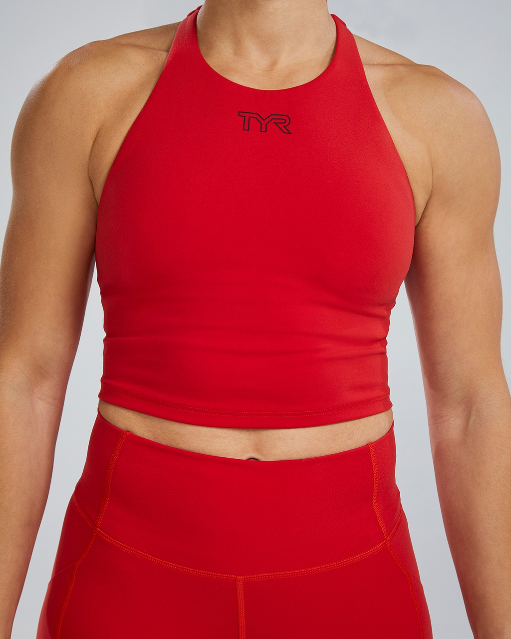 TYR | Cropped High Neck Sports Bra Infrared